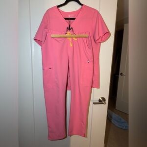 Pink women’s petite figs scrub